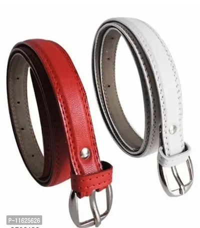 Elegant Faux Leather Party-Wear Belts For Women And Girls-Pack Of 2-thumb0