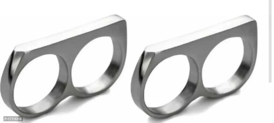 Alluring Multicoloured Stainless Steel   Rings For Men Pack Of 2-thumb0