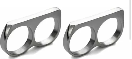 Stylish Stainless Steel Black Ring For Men (Pack Of 2)