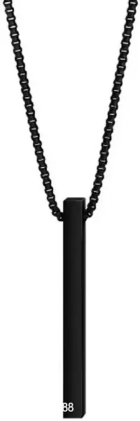 Unisex Metal Fancy   Stylish 3D Vertical Bar Cuboid Stick Locket With Chain
