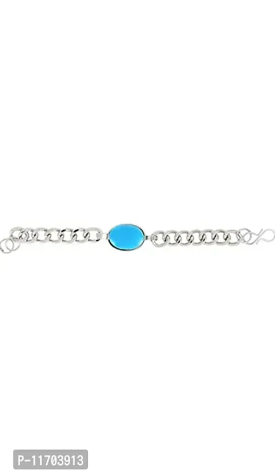 Being Human Jewellery Stainless Steel Bracelet | Lucky Blue stone | Friendship band for Men and Boys.-thumb3