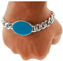 Blue Stone Silver Bracelet For Men | Salman Khan Bracelet | Free size-thumb2