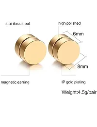 Alluring Non-Piercing Magnetic Golden Stainless Steel  Studs For Men-thumb1