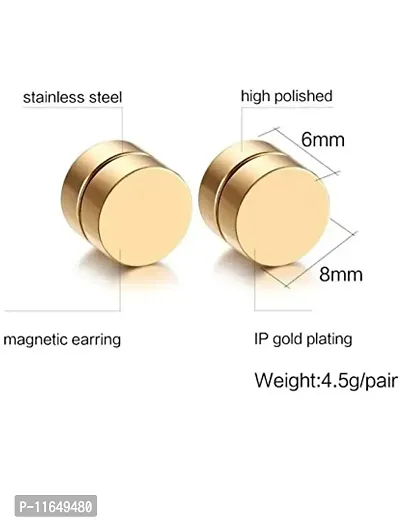 Alluring Non-Piercing Magnetic Golden Stainless Steel  Studs For Men-thumb2