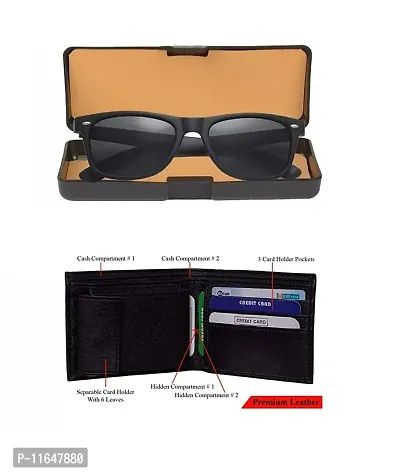 Designer PU Textured Wallet And Black Wayfarer Sunglasses For Men