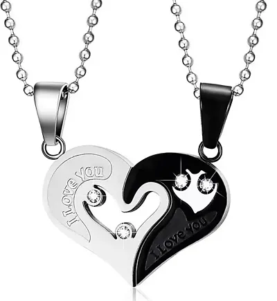 Stylish Fancy Metal Couple Pendant Chain