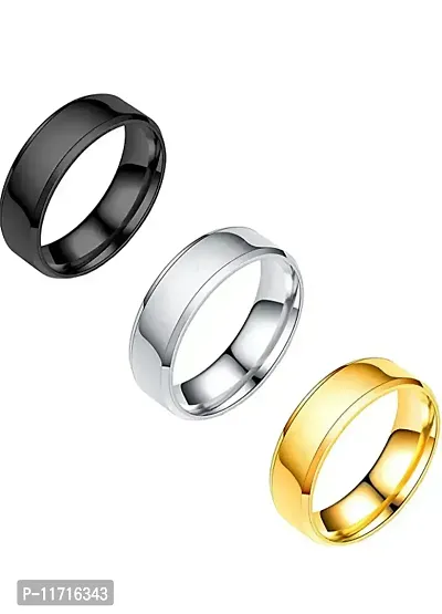 Alluring Multicoloured Stainless Steel   Rings For Men Pack Of 3-thumb0