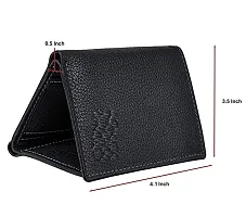 Designer Black Faux Leather Textured Three Fold Wallets For Men-thumb1