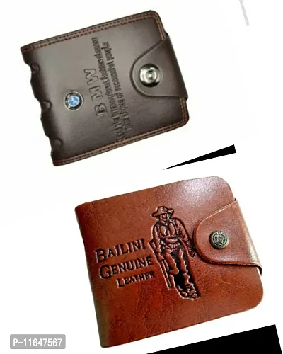 Designer PU Textured Branded Wallet With Card Holder- Pack Of 2 For Men