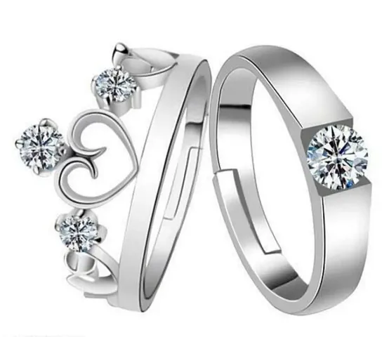 Gorgeous Silver Plated Adjustable Proposal Couple Rings