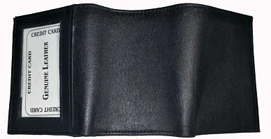 Designer Black Faux Leather Textured Three Fold Wallets For Men-thumb1