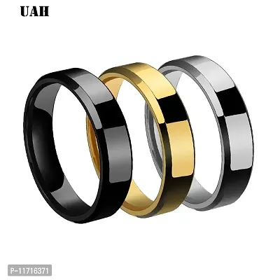 Alluring Multicoloured Stainless Steel   Rings For Men Pack Of 3-thumb0