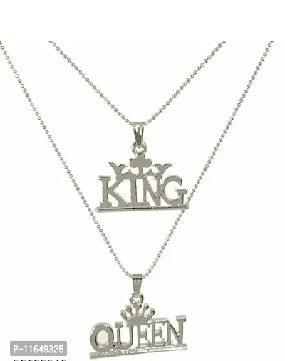 Golden Trending Valentine's Day Special Stainless Steel King And Queen Name Letter Romantic Love Couple Locket With Chain-thumb2