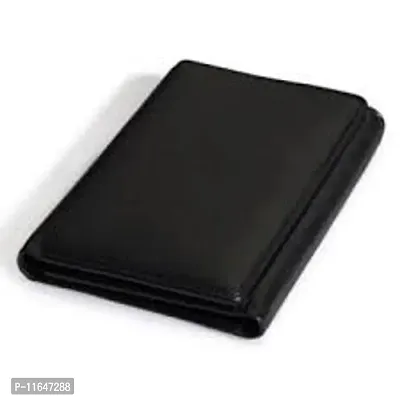 Designer Black Faux Leather Textured Three Fold Wallets For Men-thumb0