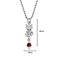 Sterling Silver OM Design Rudraksha Studded Pendant with Chain for Men and Women-thumb1