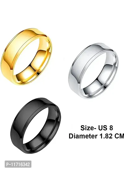 Alluring Multicoloured Stainless Steel   Rings For Men Pack Of 3