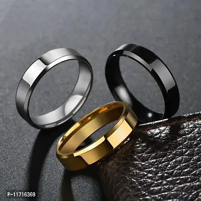 Alluring Multicoloured Stainless Steel   Rings For Men Pack Of 3