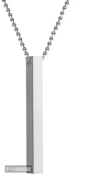 Unisex Metal Fancy   Stylish 3D Vertical Bar Cuboid Stick Locket With Chain-thumb3