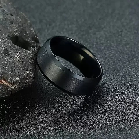 Stylish Stainless Steel Black Ring For Men