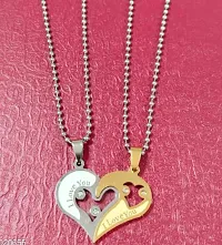 Valentine's Day Special Metal Stainless Steel I Love You Diamond Nug Broken Heart Romantic&nbsp;Duo Locket Pendant With Chain For Lovers-thumb2