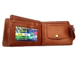 Designer Tan PU Textured Wallets For Men-thumb1