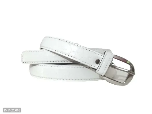 Attractive Faux Leather White Belt For Women And Girls-thumb0