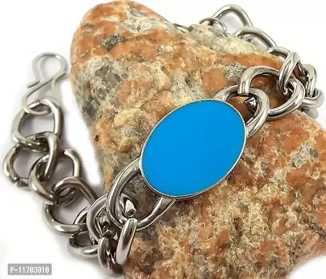 Blue Stone Silver Bracelet For Men | Salman Khan Bracelet | Free size-thumb2