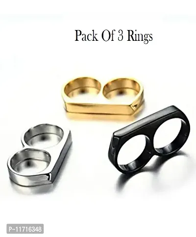 Alluring Multicoloured Stainless Steel   Rings For Men Pack Of 3-thumb0