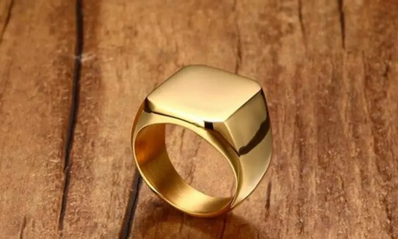 Stylish Stainless Steel Golden Ring For Men