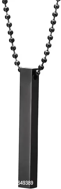 Unisex Metal Fancy   Stylish 3D Vertical Bar Cuboid Stick Locket With Chain