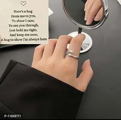 Amazing I Love U Hand Style Hug Stainless Steel Silver Plated Promise Anniversary Ring For LoversCouples-thumb3