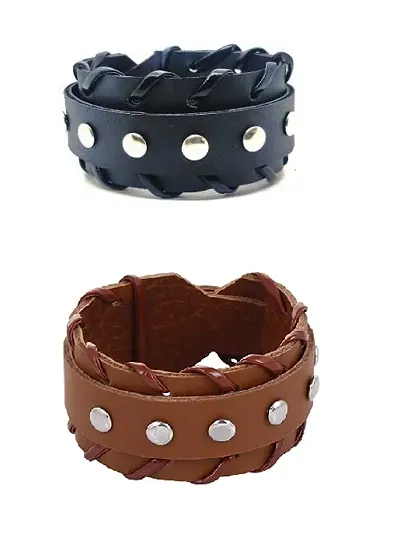 Stylish Leather Bracelets For Men (Pack Of 2)