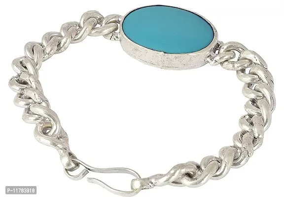 Blue Stone Silver Bracelet For Men | Salman Khan Bracelet | Free size