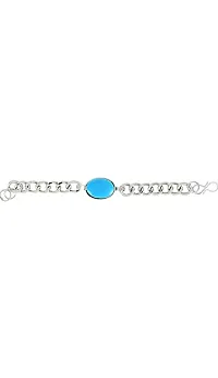 Being Human Jewellery Stainless Steel Bracelet | Lucky Blue stone | Friendship band for Men and Boys.-thumb2