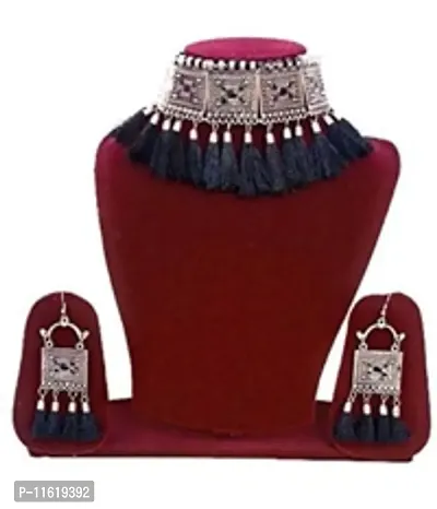 Stylish Multicoloured Oxidised Silver Beads Jewellery Set For Women-thumb0