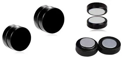 Alluring Non-Piercing Magnetic Multicoloured Stainless Steel  Studs For Men Pack Of 2-thumb2