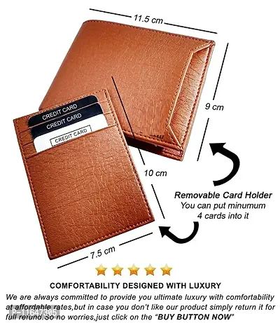 Designer Tan Artificial Leather Textured Formal Travel ATM Wallets For Men-thumb0