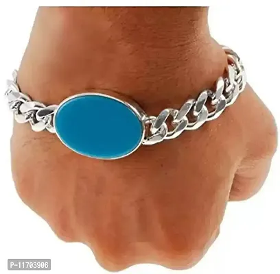 Fashionable Salman Khan Stylish Men s Hand Bracelet Turquoise Color Silver Plated-thumb3