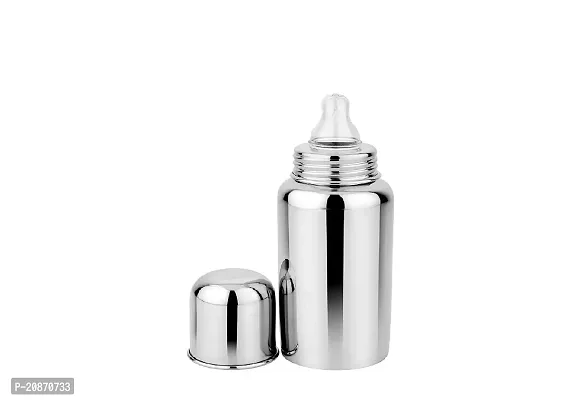 Baby Feeding Bottle Stainless Steel for Kids Steel Feeding Bottle for Milk and Baby Drinks Zero Percent Plastic No Leakage with Internal (240 ML, Pack of 1)