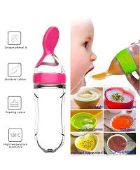 Nonababy 90ML Newborn Baby Feeding Bottle Silicone Squeeze Feeding Spoon Milk  Feeder and Fruit Feeder/Nibbler (Set of 2) Pink colour-thumb1