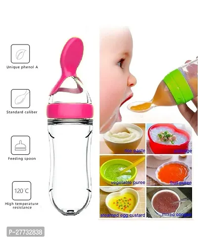 Nonababy 90ML Newborn Baby Feeding Bottle Silicone Squeeze Feeding Spoon Milk  Feeder and Fruit Feeder/Nibbler (Set of 2) Pink colour-thumb2