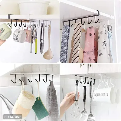 AVRT 6 Hook Hanger Under Shelf Coffee Mug Cup Holder Rack Organizer Stand for Kitchen Counter, Cabinet, Table with 6 Hooks-thumb4