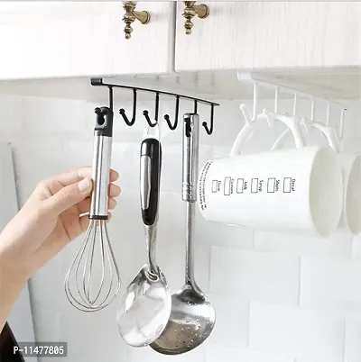 AVRT 6 Hook Hanger Under Shelf Coffee Mug Cup Holder Rack Organizer Stand for Kitchen Counter, Cabinet, Table with 6 Hooks-thumb5