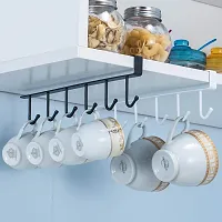 AVRT 6 Hook Hanger Under Shelf Coffee Mug Cup Holder Rack Organizer Stand for Kitchen Counter, Cabinet, Table with 6 Hooks-thumb2