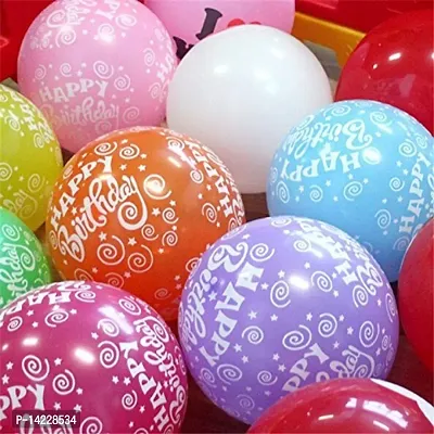 Latex Happy Birthday Balloons Party Beautiful Flowers Printed Birthday Balloon Decoration Multicolor, Pack of 24 pieces-thumb0