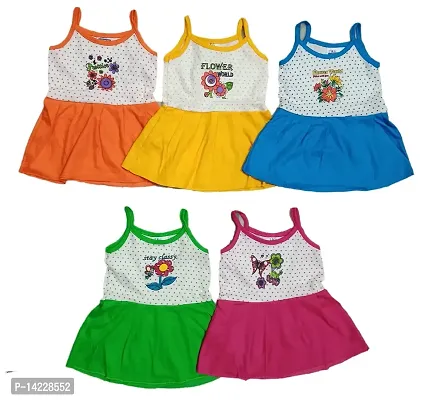 New/Just Born Baby Girl Cute Frocks (0-6 Months, Pack of 5)