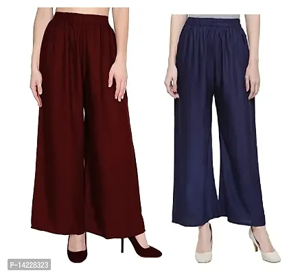 Stylish Rayon Multicoloured Palazzo Pant- Pack of 2