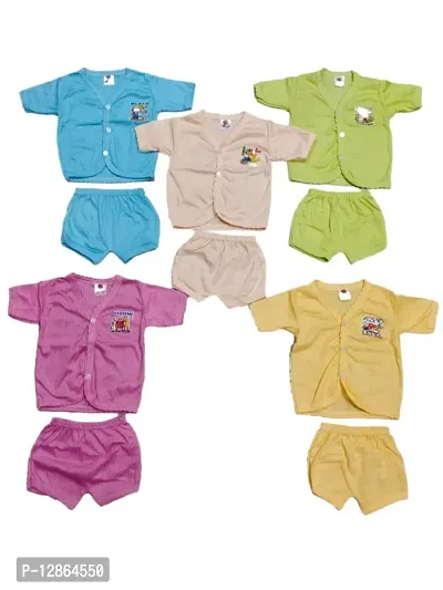 Born Baby Jhabla with Bottom for both Boy/Girl(0-6 months, Multicolor, Pack of 5)