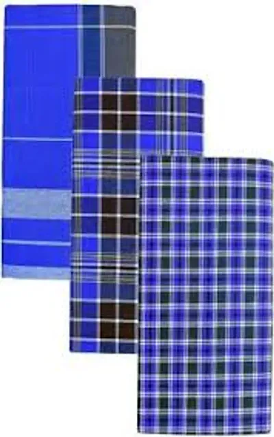 Mens Checkered Lungi (Multicolor, 2meters, Pack of 3)