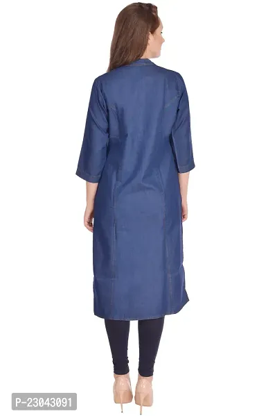 Shoppertree Blue Denim Kurta for Woman-thumb2